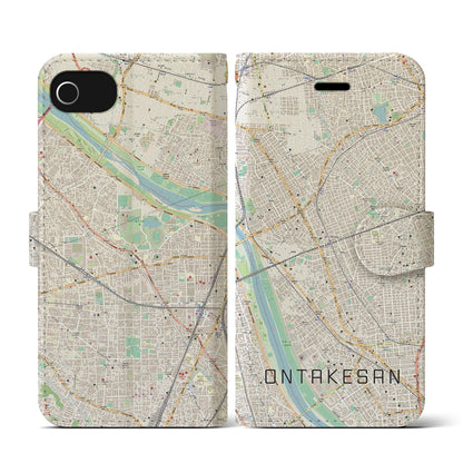 【御嶽山（東京都）】地図柄iPhoneケース（手帳タイプ）ナチュラル・iPhone SE（第3 / 第2世代） / 8 / 7 / 6s / 6 用