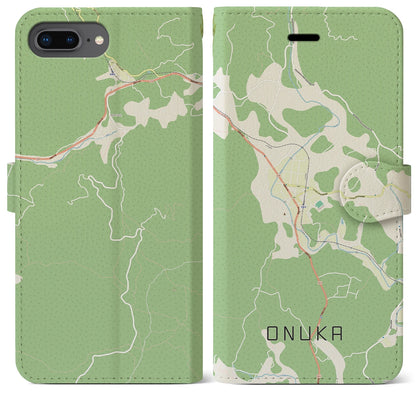 【小奴可（広島県）】地図柄iPhoneケース（手帳タイプ）ナチュラル・iPhone 8Plus /7Plus / 6sPlus / 6Plus 用