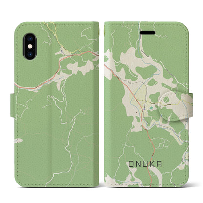 【小奴可（広島県）】地図柄iPhoneケース（手帳タイプ）ナチュラル・iPhone XS / X 用