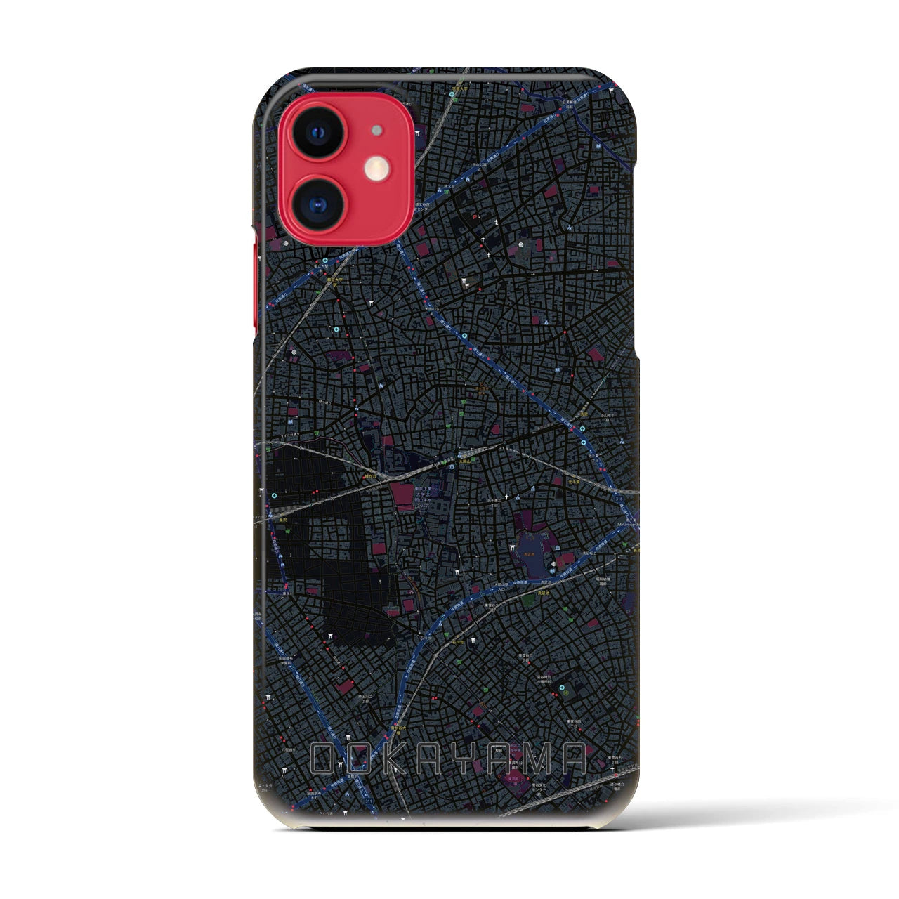 【大岡山】地図柄iPhoneケース（バックカバータイプ・ブラック）iPhone 11 用
