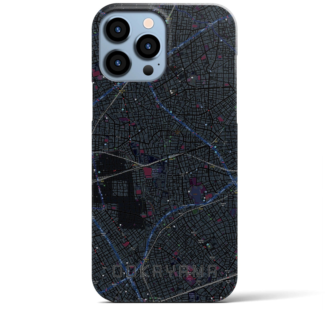 【大岡山】地図柄iPhoneケース（バックカバータイプ・ブラック）iPhone 13 Pro Max 用