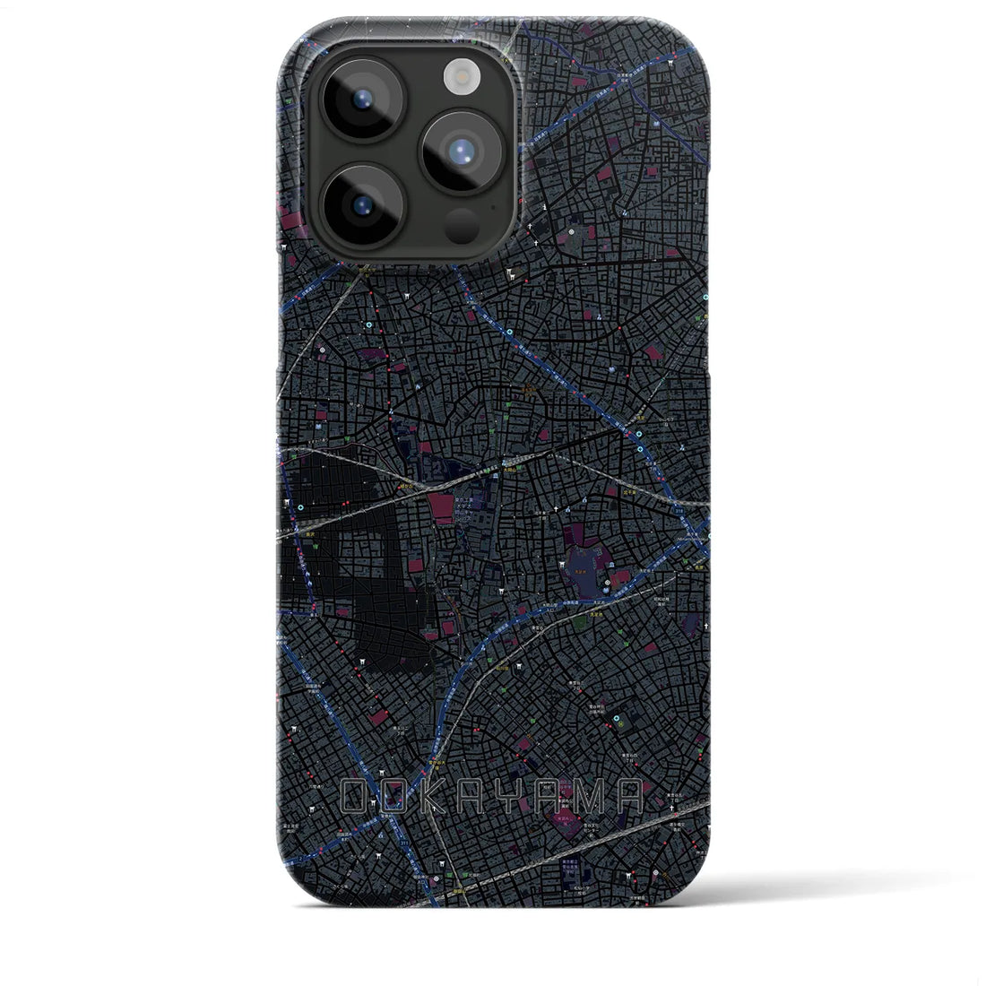 【大岡山】地図柄iPhoneケース（バックカバータイプ・ブラック）iPhone 15 Pro Max 用