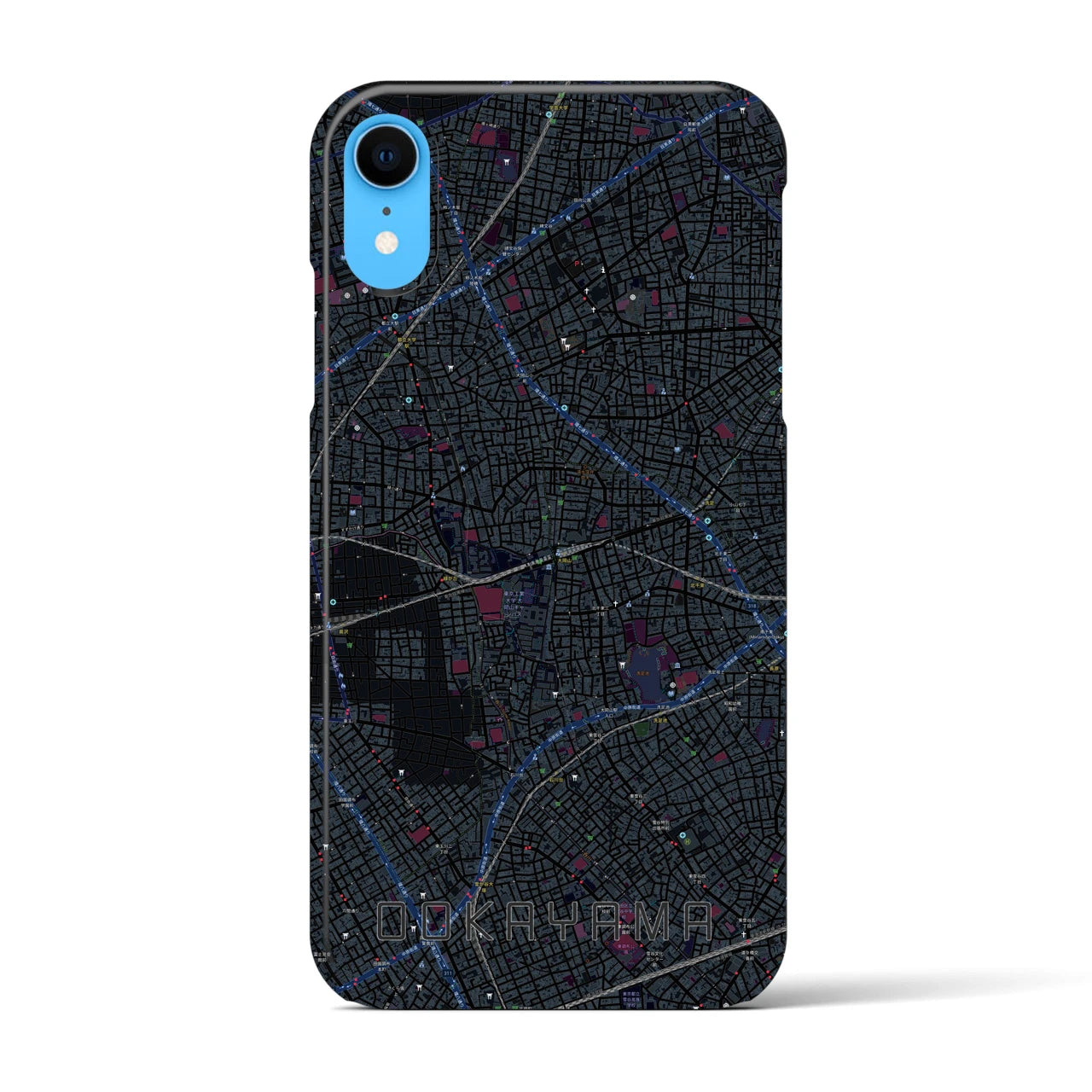 【大岡山】地図柄iPhoneケース（バックカバータイプ・ブラック）iPhone XR 用