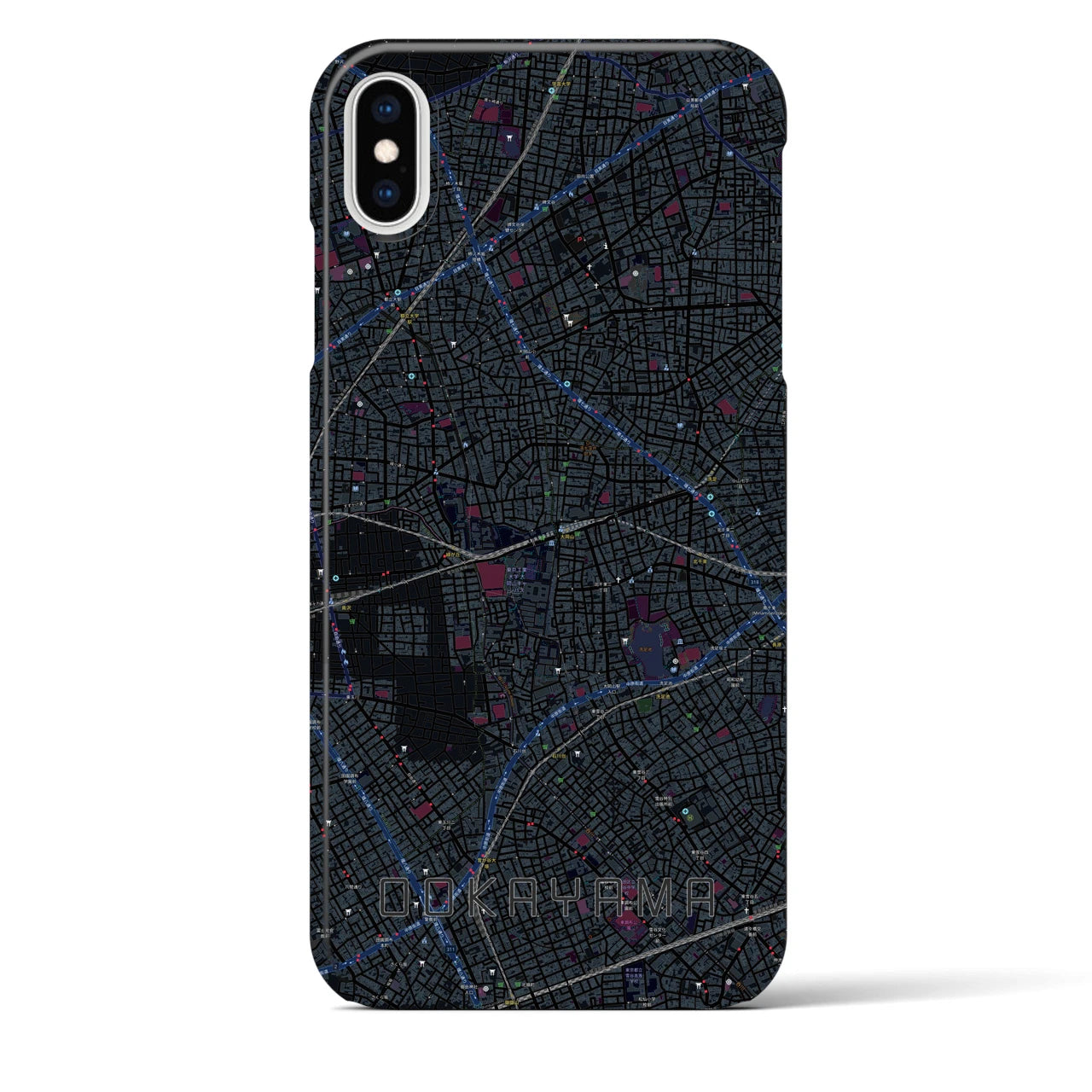 【大岡山】地図柄iPhoneケース（バックカバータイプ・ブラック）iPhone XS Max 用