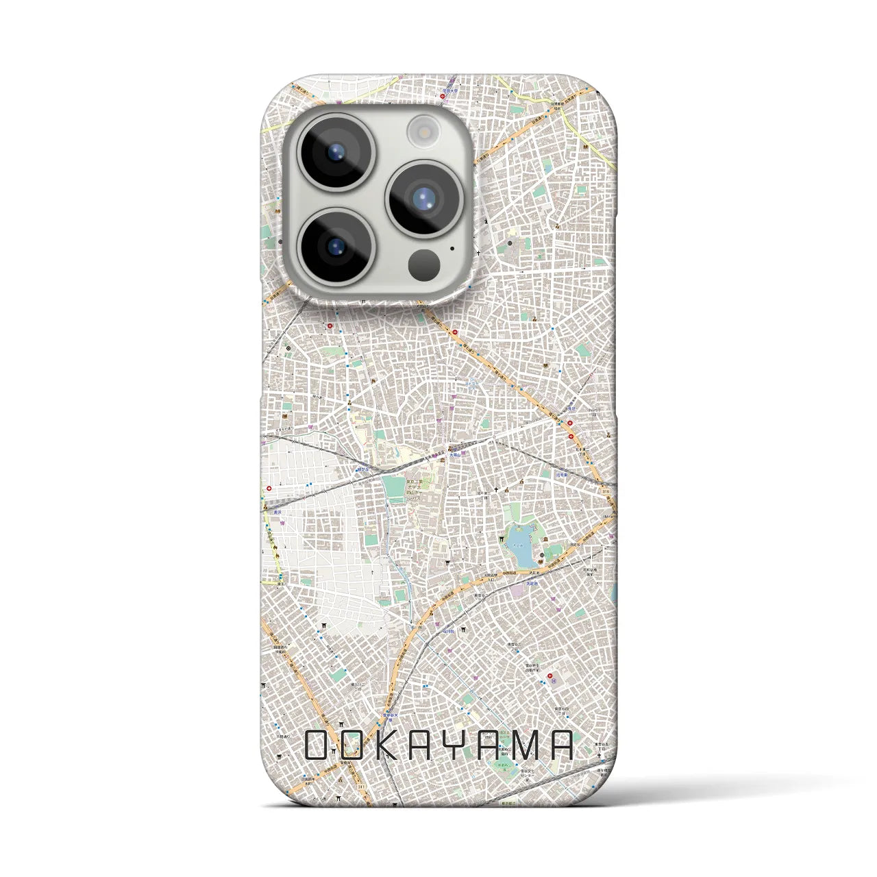【大岡山】地図柄iPhoneケース（バックカバータイプ・ナチュラル）iPhone 15 Pro 用