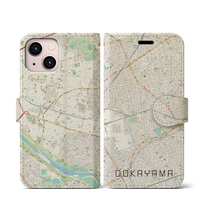 【大岡山（東京都）】地図柄iPhoneケース（手帳タイプ）ナチュラル・iPhone 13 mini 用