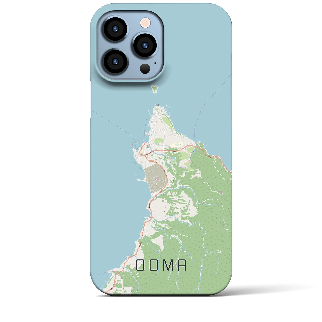 【大間】地図柄iPhoneケース（バックカバータイプ・ナチュラル）iPhone 13 Pro Max 用