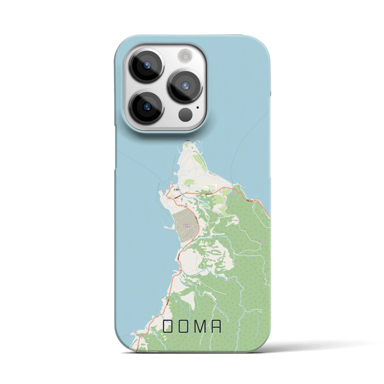 【大間】地図柄iPhoneケース（バックカバータイプ・ナチュラル）iPhone 14 Pro 用