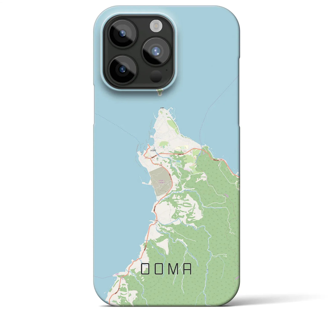 【大間】地図柄iPhoneケース（バックカバータイプ・ナチュラル）iPhone 15 Pro Max 用