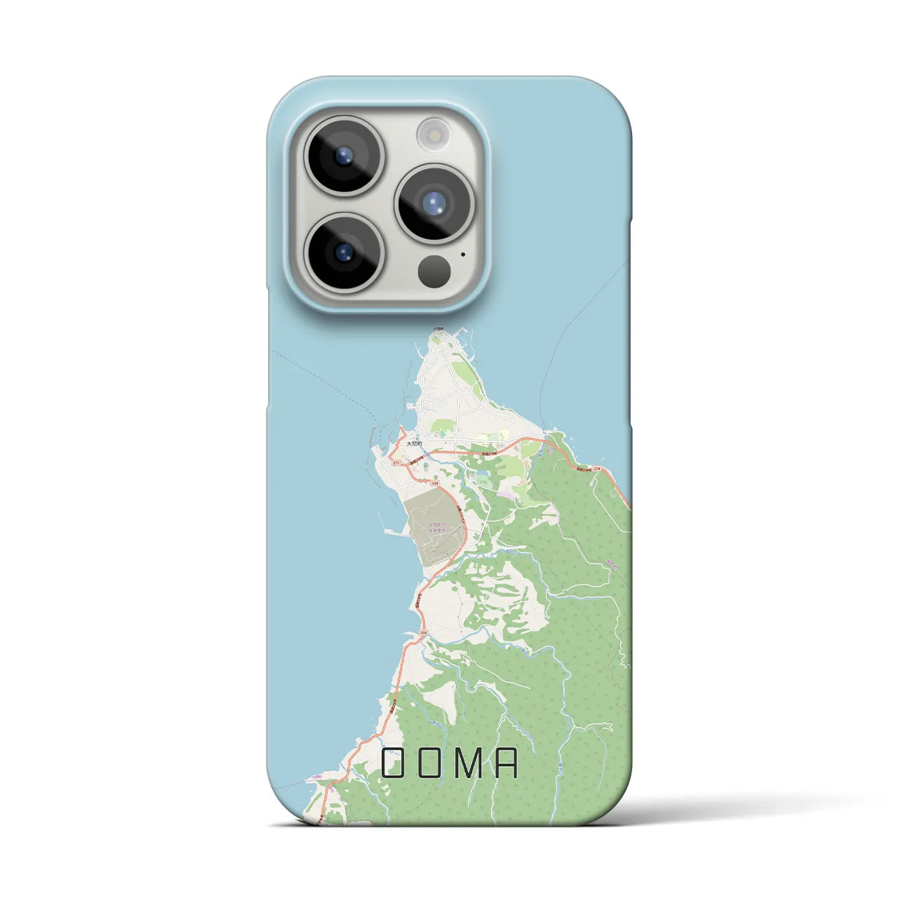 【大間】地図柄iPhoneケース（バックカバータイプ・ナチュラル）iPhone 15 Pro 用