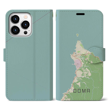 【大間（青森県）】地図柄iPhoneケース（手帳タイプ）ナチュラル・iPhone 13 Pro 用