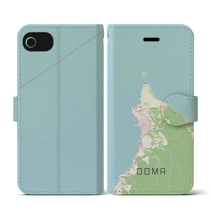 【大間（青森県）】地図柄iPhoneケース（手帳タイプ）ナチュラル・iPhone SE（第3 / 第2世代） / 8 / 7 / 6s / 6 用