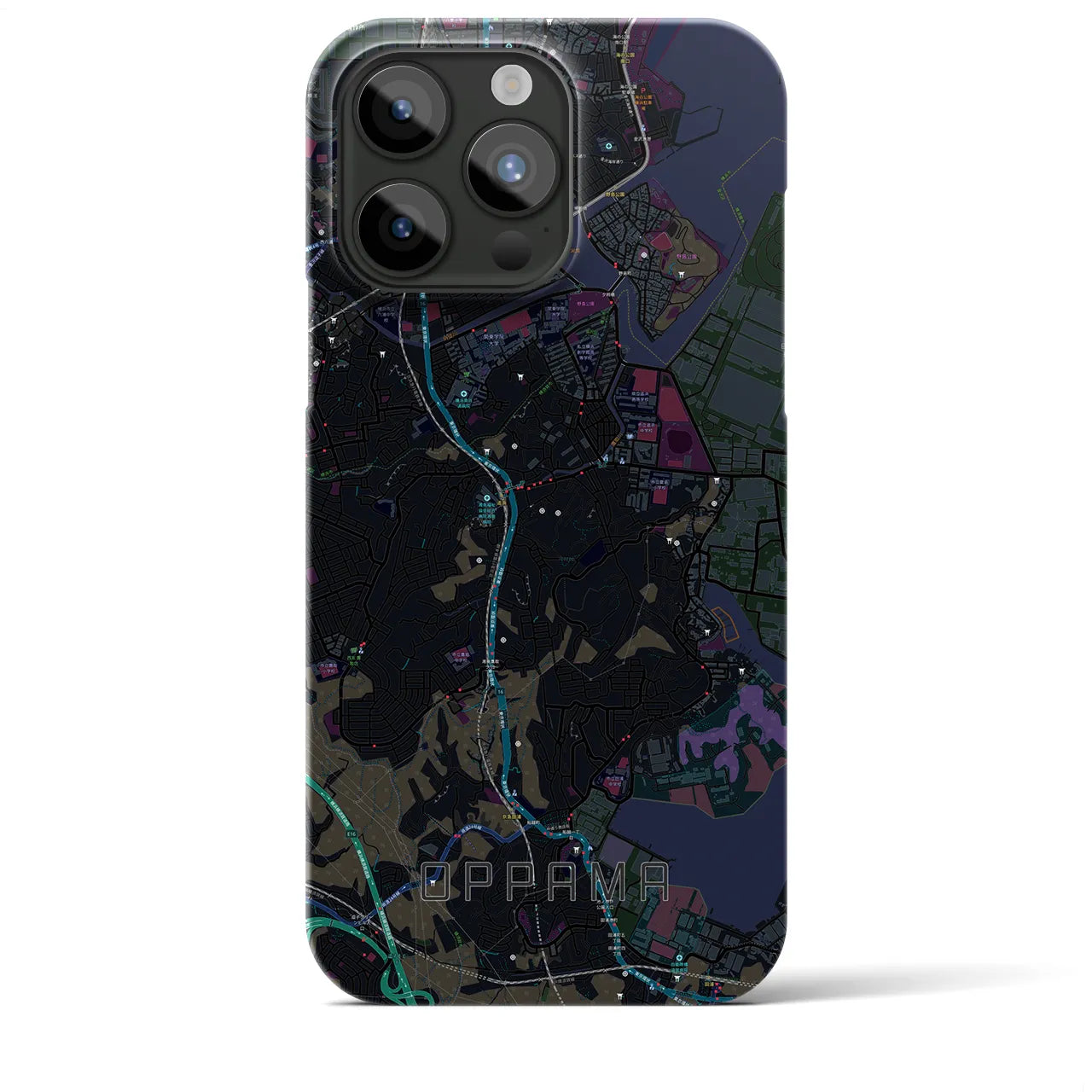【追浜】地図柄iPhoneケース（バックカバータイプ・ブラック）iPhone 15 Pro Max 用