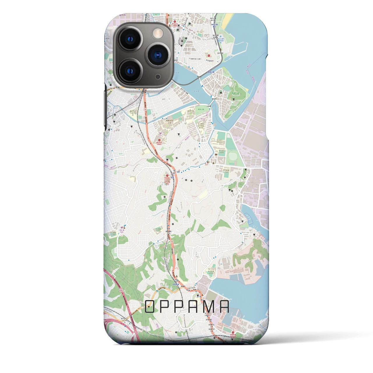 【追浜】地図柄iPhoneケース（バックカバータイプ・ナチュラル）iPhone 11 Pro Max 用