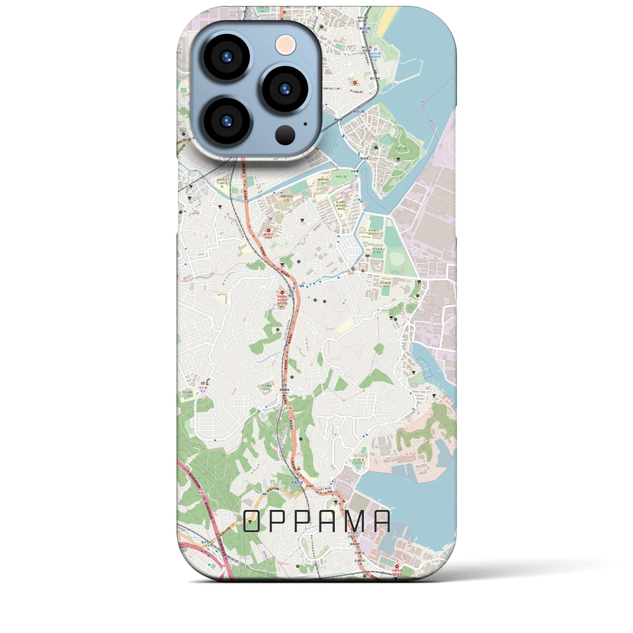【追浜】地図柄iPhoneケース（バックカバータイプ・ナチュラル）iPhone 13 Pro Max 用