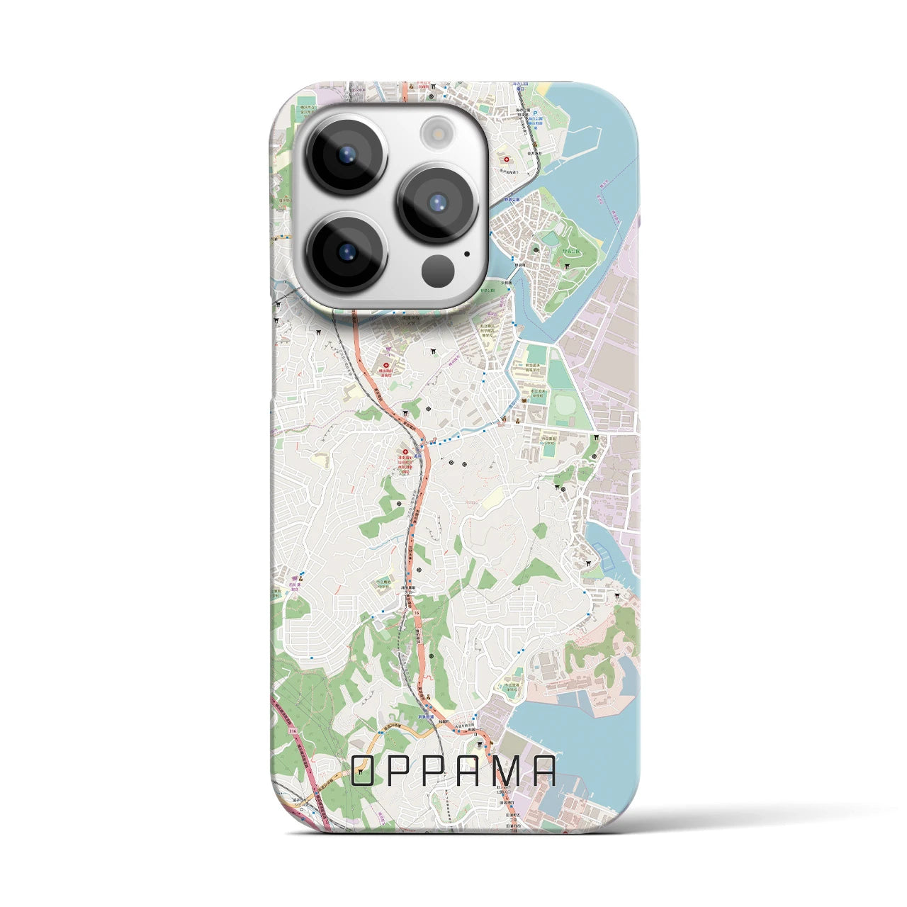 【追浜】地図柄iPhoneケース（バックカバータイプ・ナチュラル）iPhone 14 Pro 用