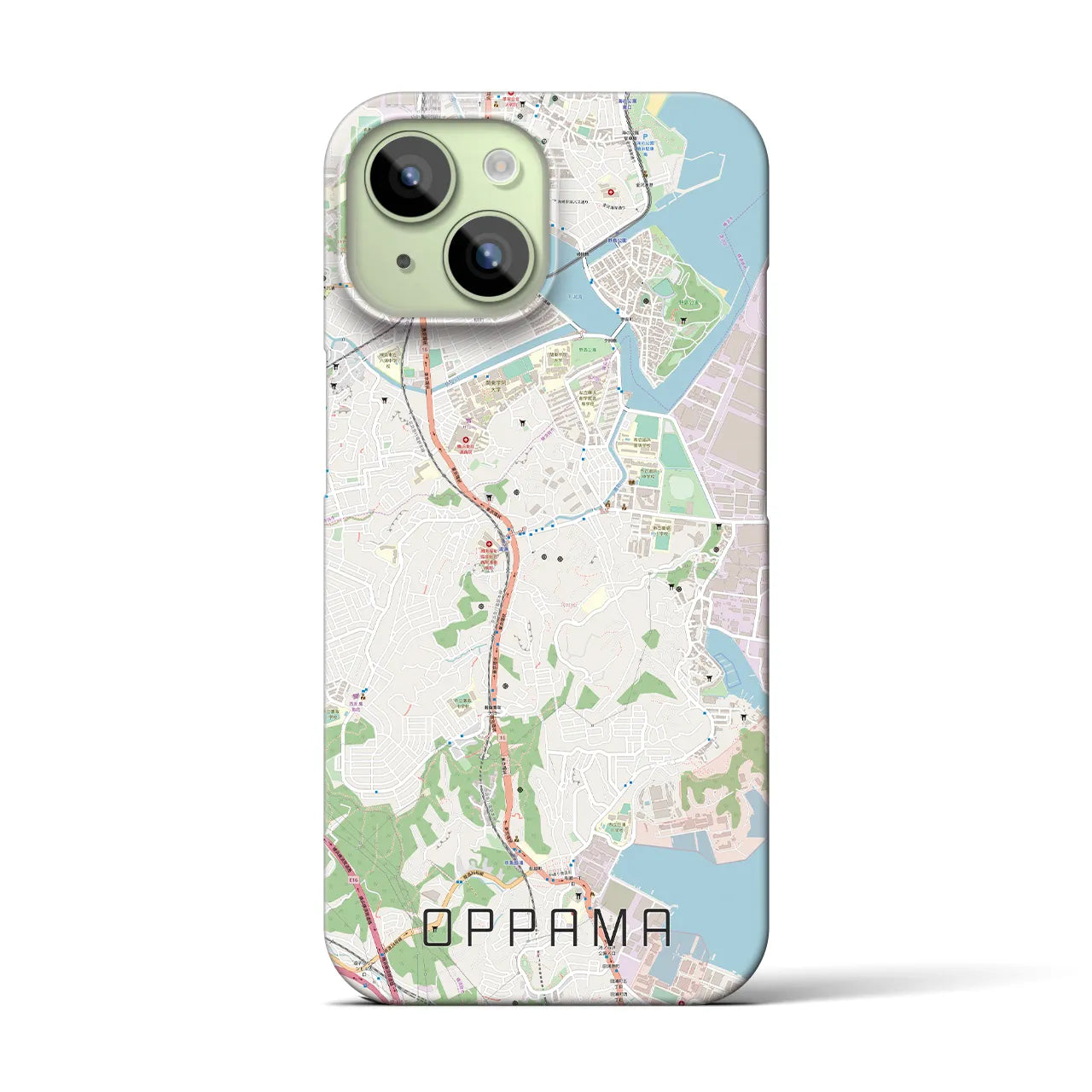 【追浜】地図柄iPhoneケース（バックカバータイプ・ナチュラル）iPhone 15 用