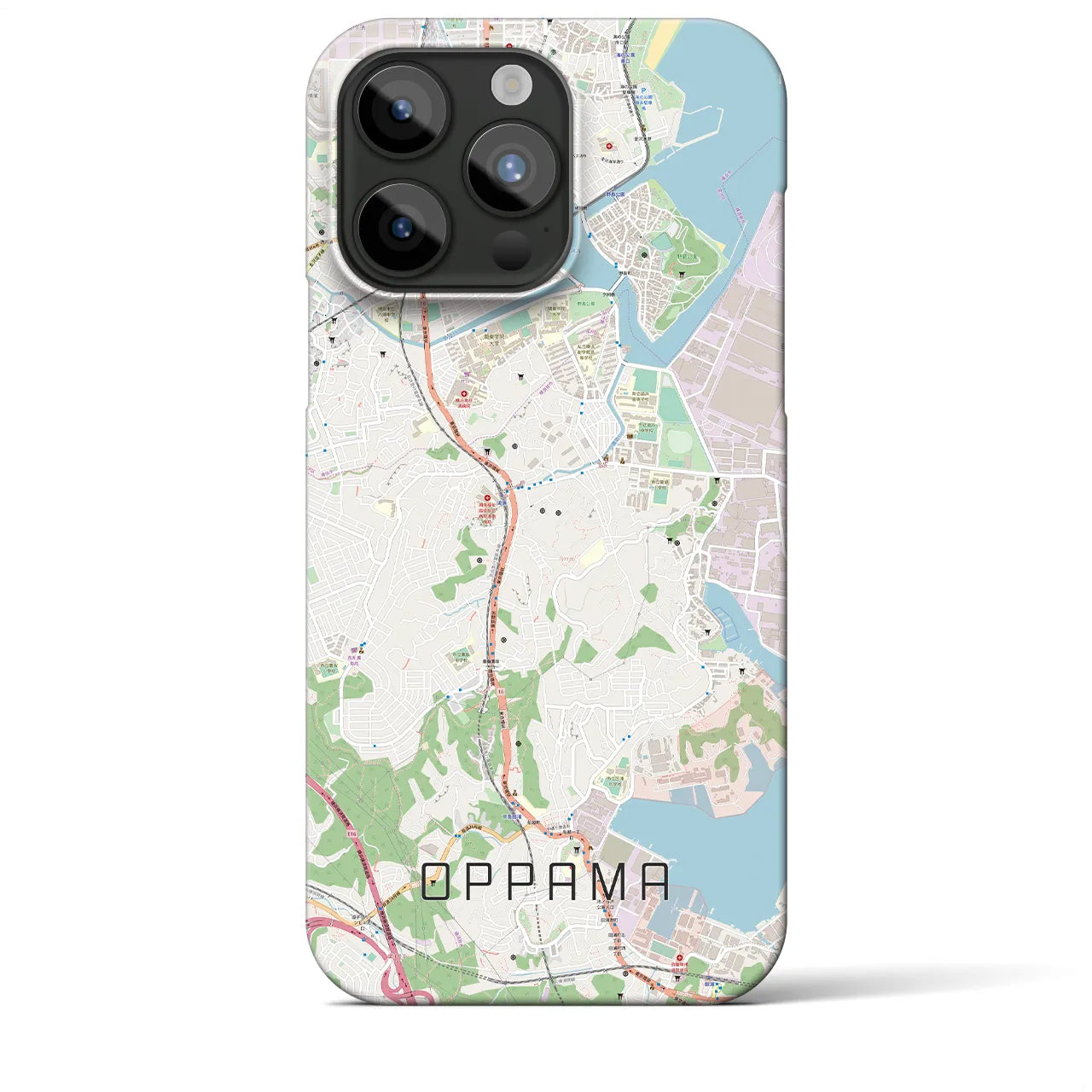【追浜】地図柄iPhoneケース（バックカバータイプ・ナチュラル）iPhone 15 Pro Max 用