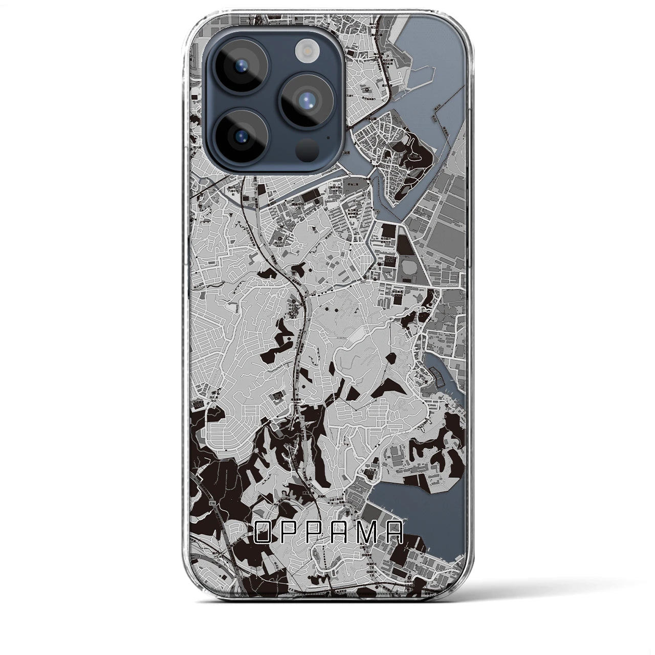 【追浜】地図柄iPhoneケース（クリアタイプ・モノトーン）iPhone 15 Pro Max 用