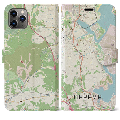 【追浜（神奈川県）】地図柄iPhoneケース（手帳タイプ）ナチュラル・iPhone 11 Pro Max 用