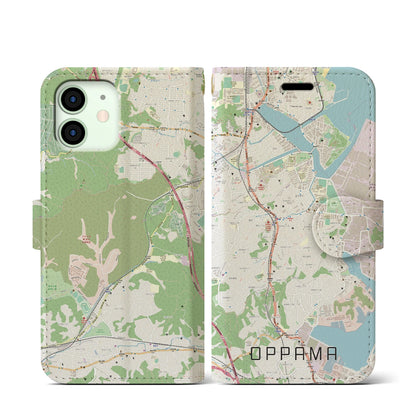 【追浜（神奈川県）】地図柄iPhoneケース（手帳タイプ）ナチュラル・iPhone 12 mini 用