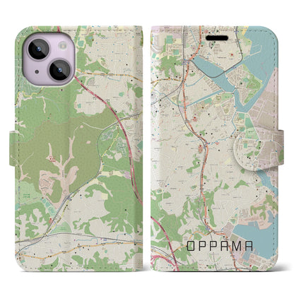 【追浜（神奈川県）】地図柄iPhoneケース（手帳タイプ）ナチュラル・iPhone 14 用