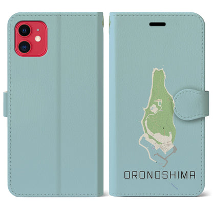 【小呂島（福岡県）】地図柄iPhoneケース（手帳タイプ）ナチュラル・iPhone 11 用
