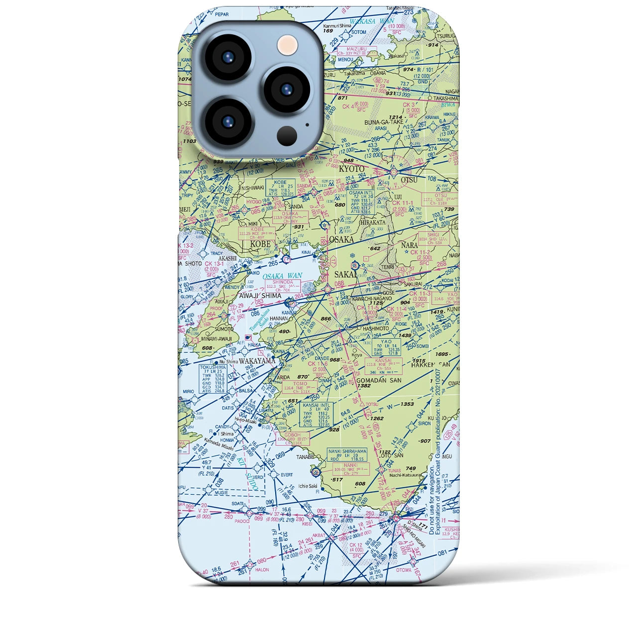 【大阪航空図】地図柄iPhoneケース（バックカバータイプ・デイタイムフライト）iPhone 13 Pro Max 用