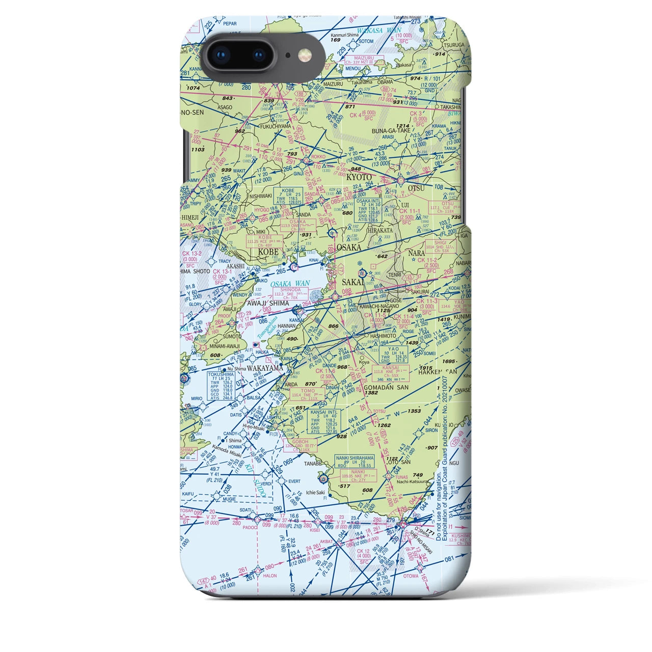 【大阪航空図】地図柄iPhoneケース（バックカバータイプ・デイタイムフライト）iPhone 8Plus /7Plus / 6sPlus / 6Plus 用