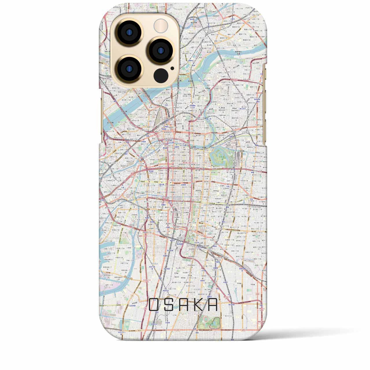 【大阪】地図柄iPhoneケース（バックカバータイプ・ナチュラル）iPhone 12 Pro Max 用