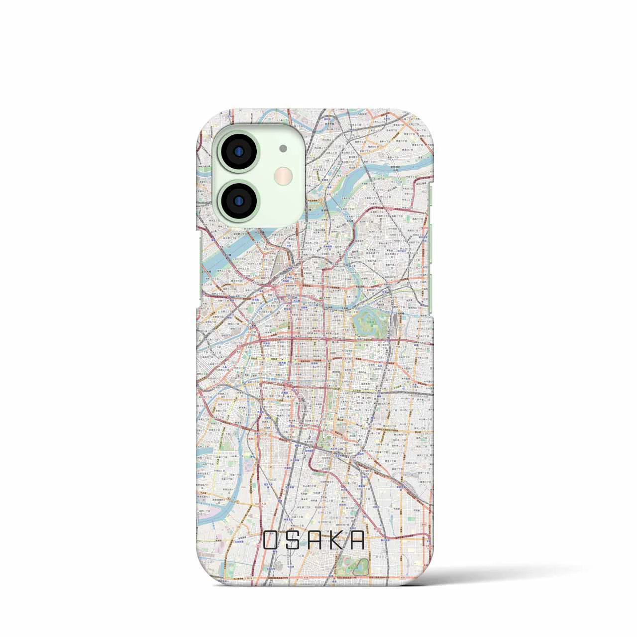 【大阪】地図柄iPhoneケース（バックカバータイプ・ナチュラル）iPhone 12 mini 用
