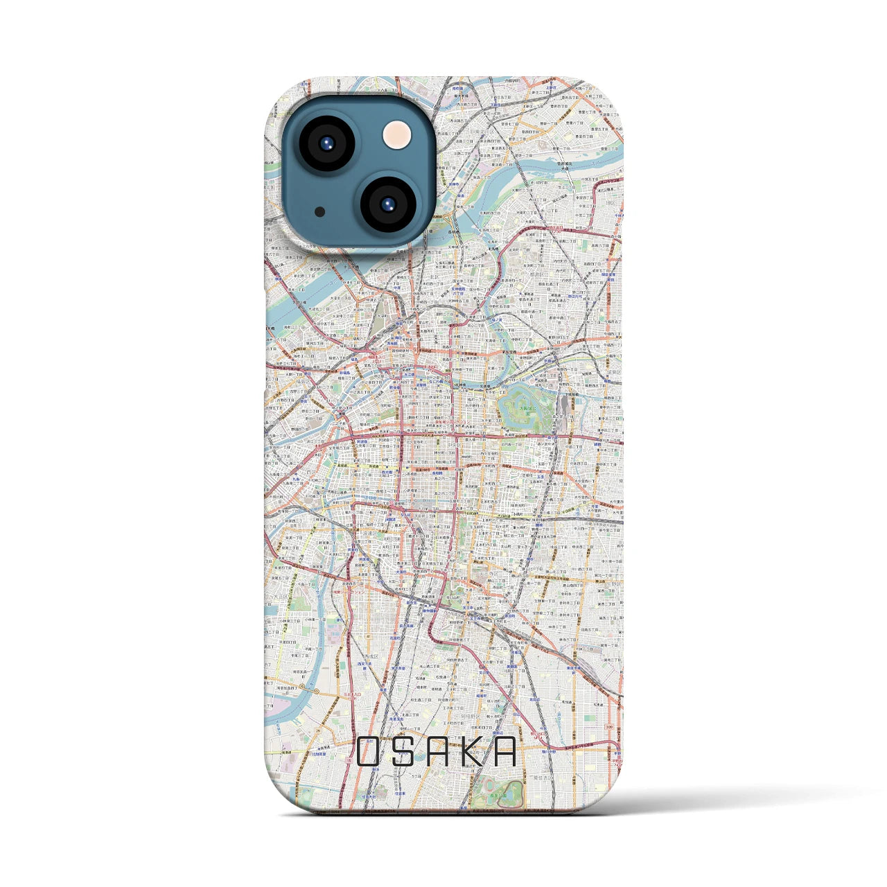 【大阪】地図柄iPhoneケース（バックカバータイプ・ナチュラル）iPhone 13 用