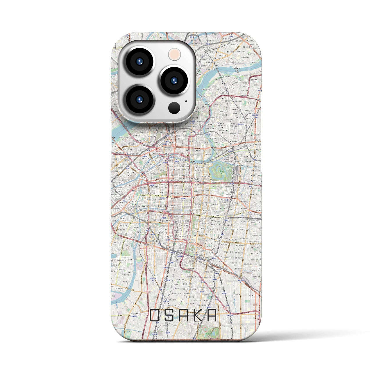 【大阪】地図柄iPhoneケース（バックカバータイプ・ナチュラル）iPhone 13 Pro 用