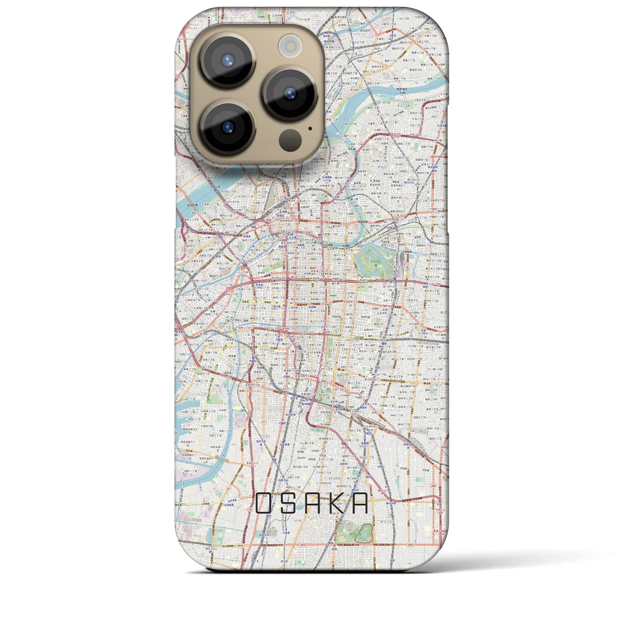 【大阪】地図柄iPhoneケース（バックカバータイプ・ナチュラル）iPhone 14 Pro Max 用