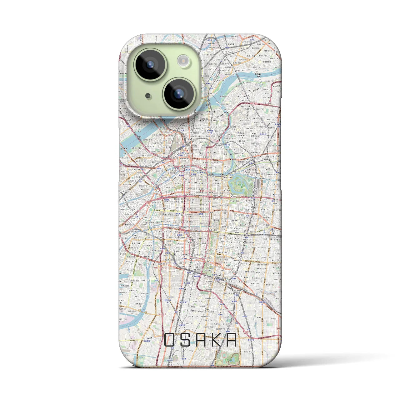 【大阪】地図柄iPhoneケース（バックカバータイプ・ナチュラル）iPhone 15 用