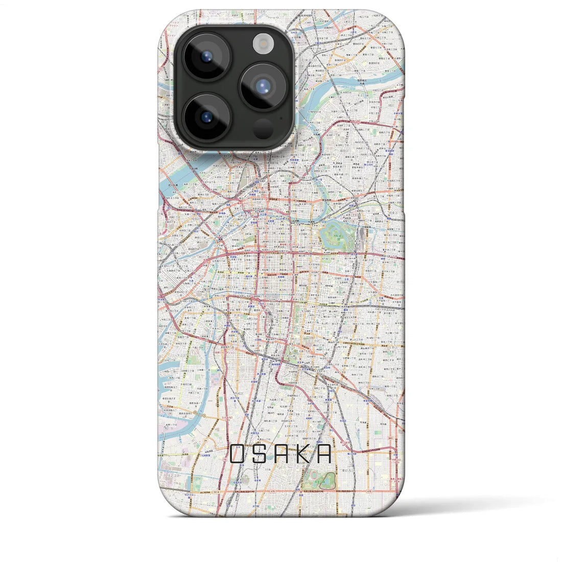 【大阪】地図柄iPhoneケース（バックカバータイプ・ナチュラル）iPhone 15 Pro Max 用