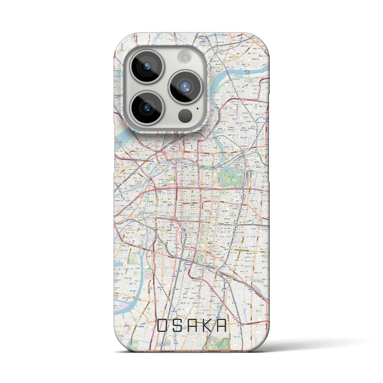 【大阪】地図柄iPhoneケース（バックカバータイプ・ナチュラル）iPhone 15 Pro 用