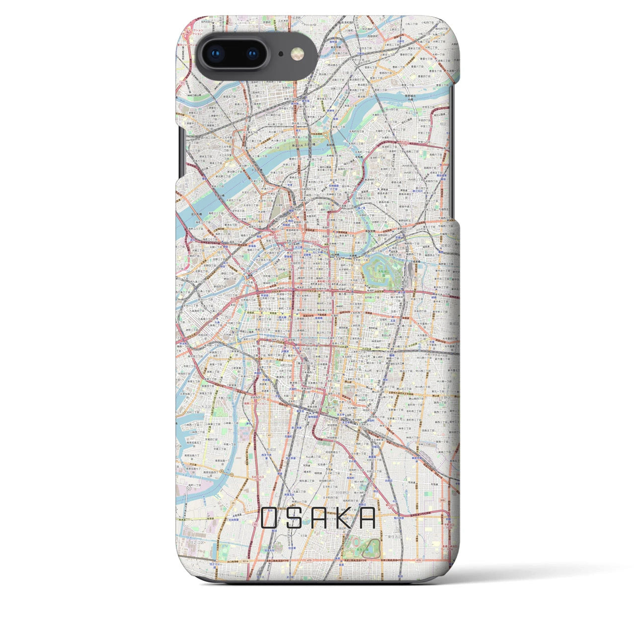 【大阪】地図柄iPhoneケース（バックカバータイプ・ナチュラル）iPhone 8Plus /7Plus / 6sPlus / 6Plus 用