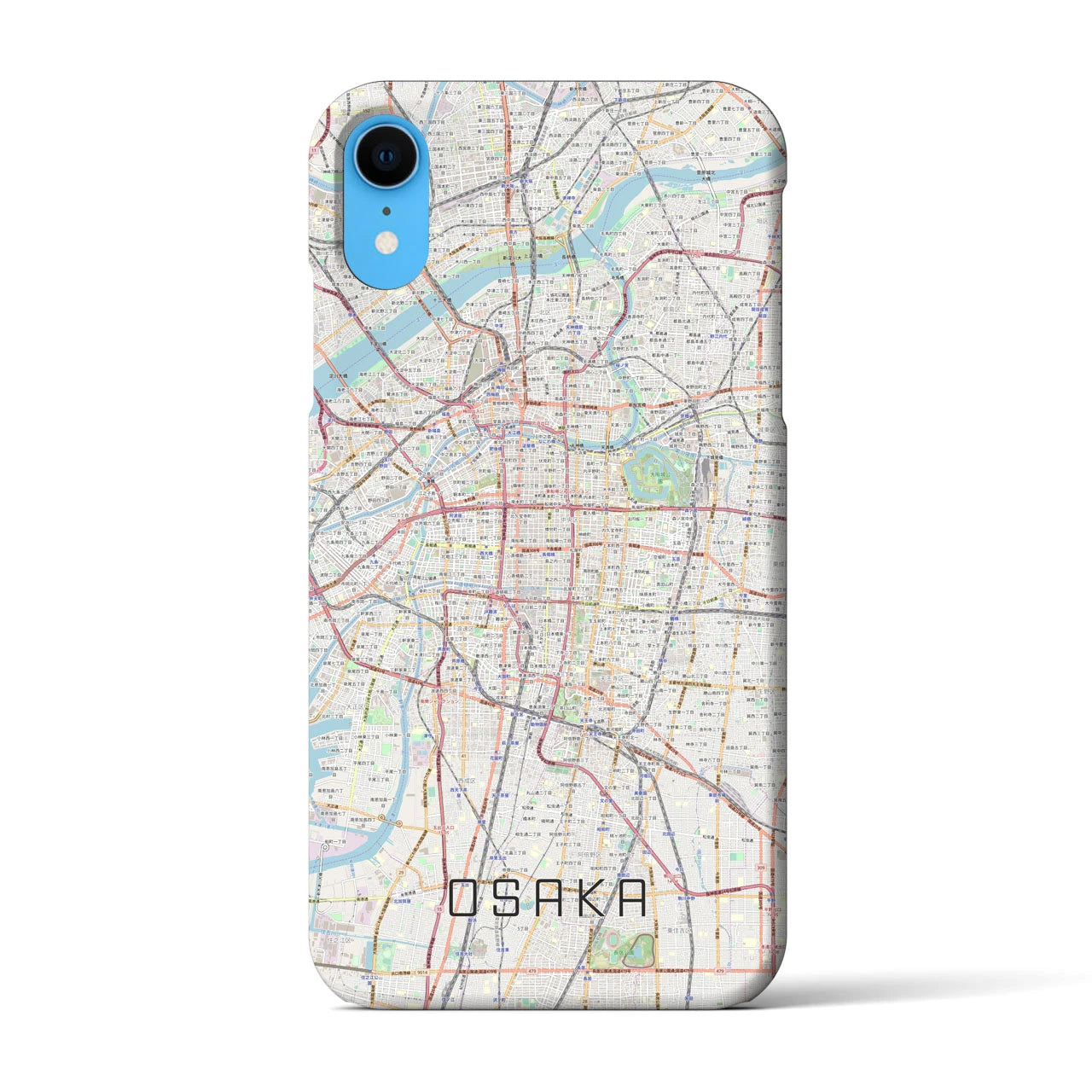 【大阪】地図柄iPhoneケース（バックカバータイプ・ナチュラル）iPhone XR 用