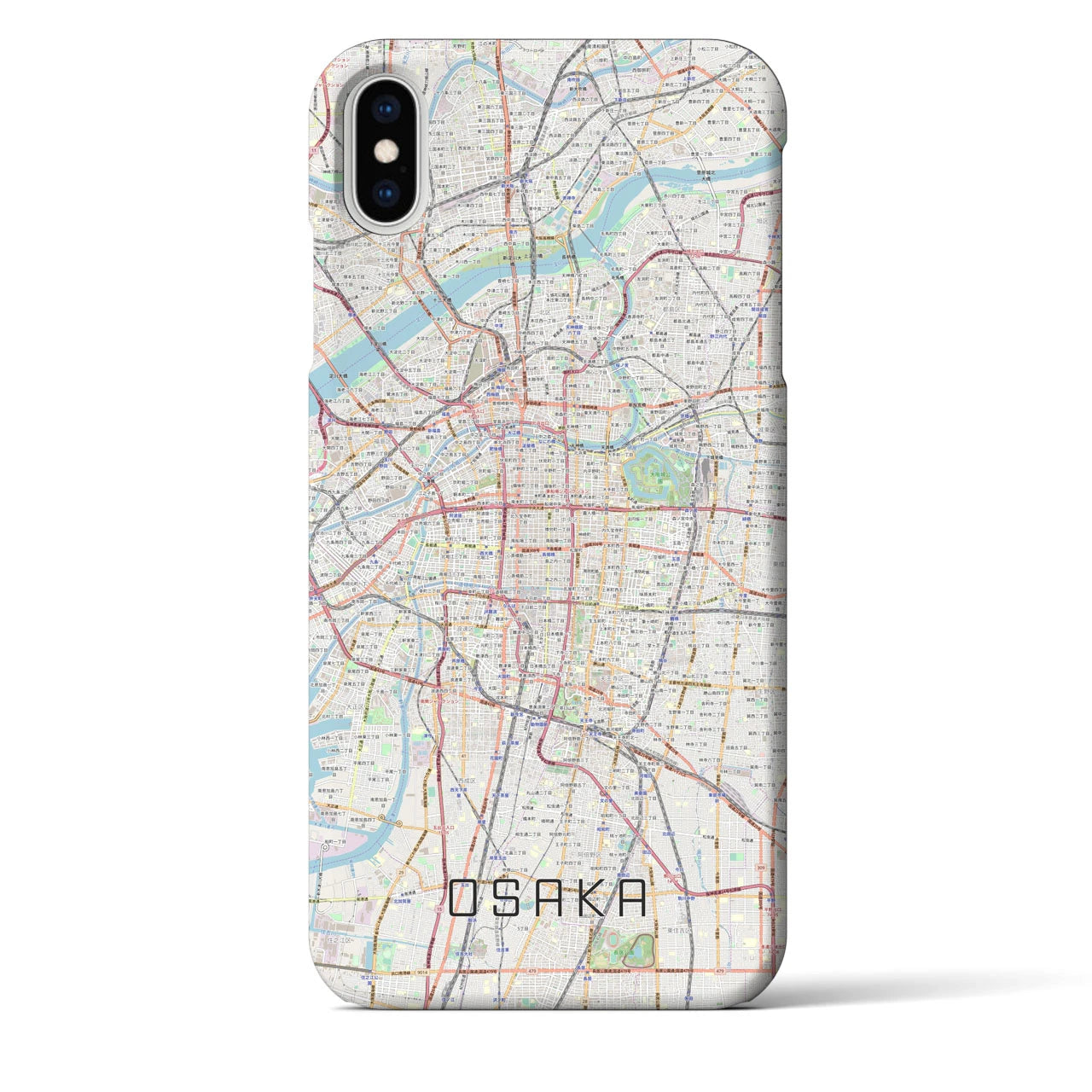【大阪】地図柄iPhoneケース（バックカバータイプ・ナチュラル）iPhone XS Max 用