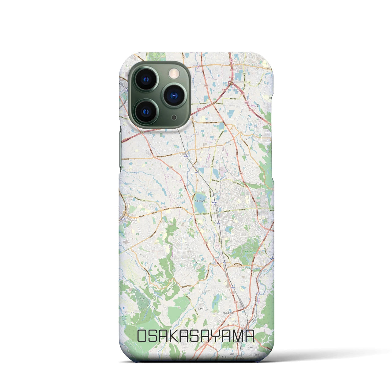 【大阪狭山】地図柄iPhoneケース（バックカバータイプ・ナチュラル）iPhone 11 Pro 用