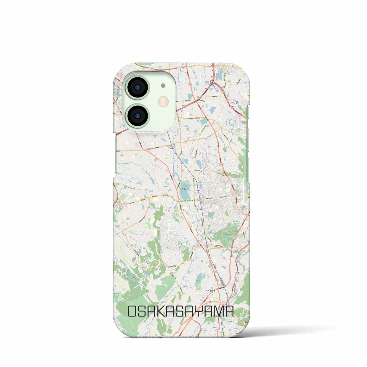 【大阪狭山】地図柄iPhoneケース（バックカバータイプ・ナチュラル）iPhone 12 mini 用