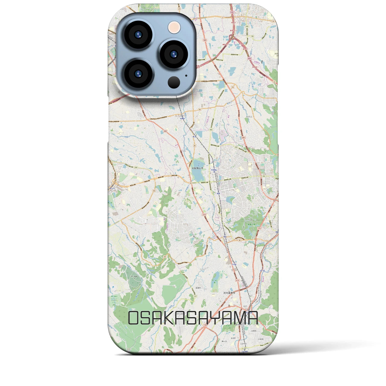 【大阪狭山】地図柄iPhoneケース（バックカバータイプ・ナチュラル）iPhone 13 Pro Max 用