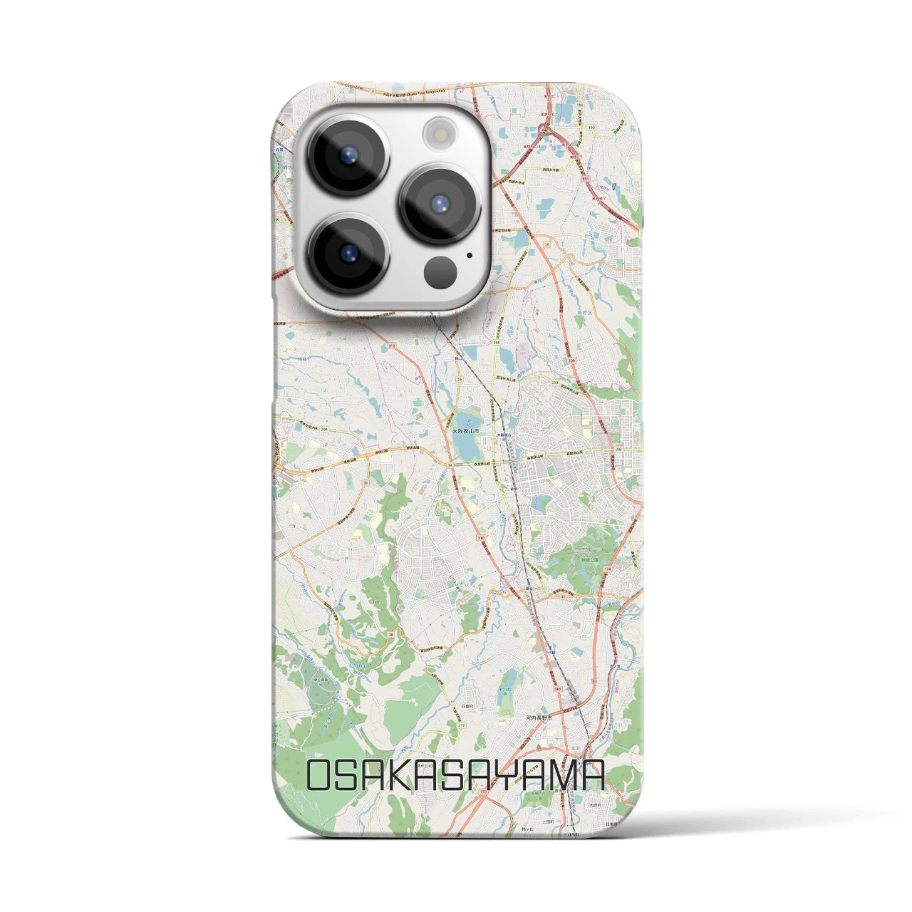 【大阪狭山】地図柄iPhoneケース（バックカバータイプ・ナチュラル）iPhone 14 Pro 用