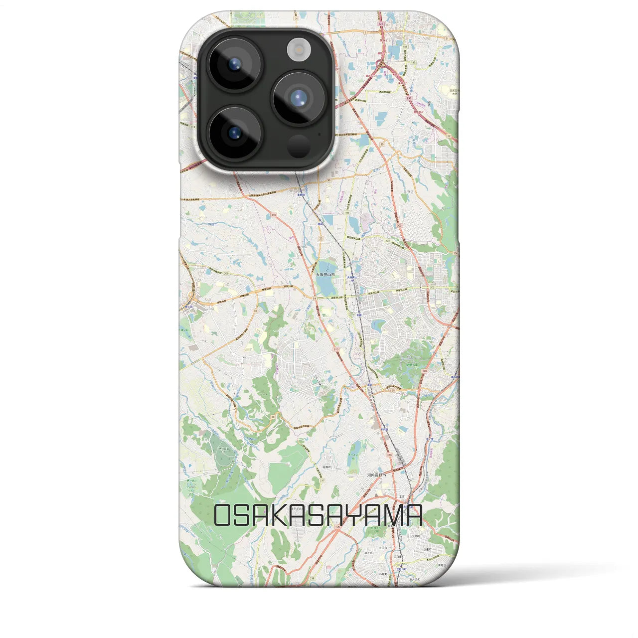 【大阪狭山】地図柄iPhoneケース（バックカバータイプ・ナチュラル）iPhone 15 Pro Max 用