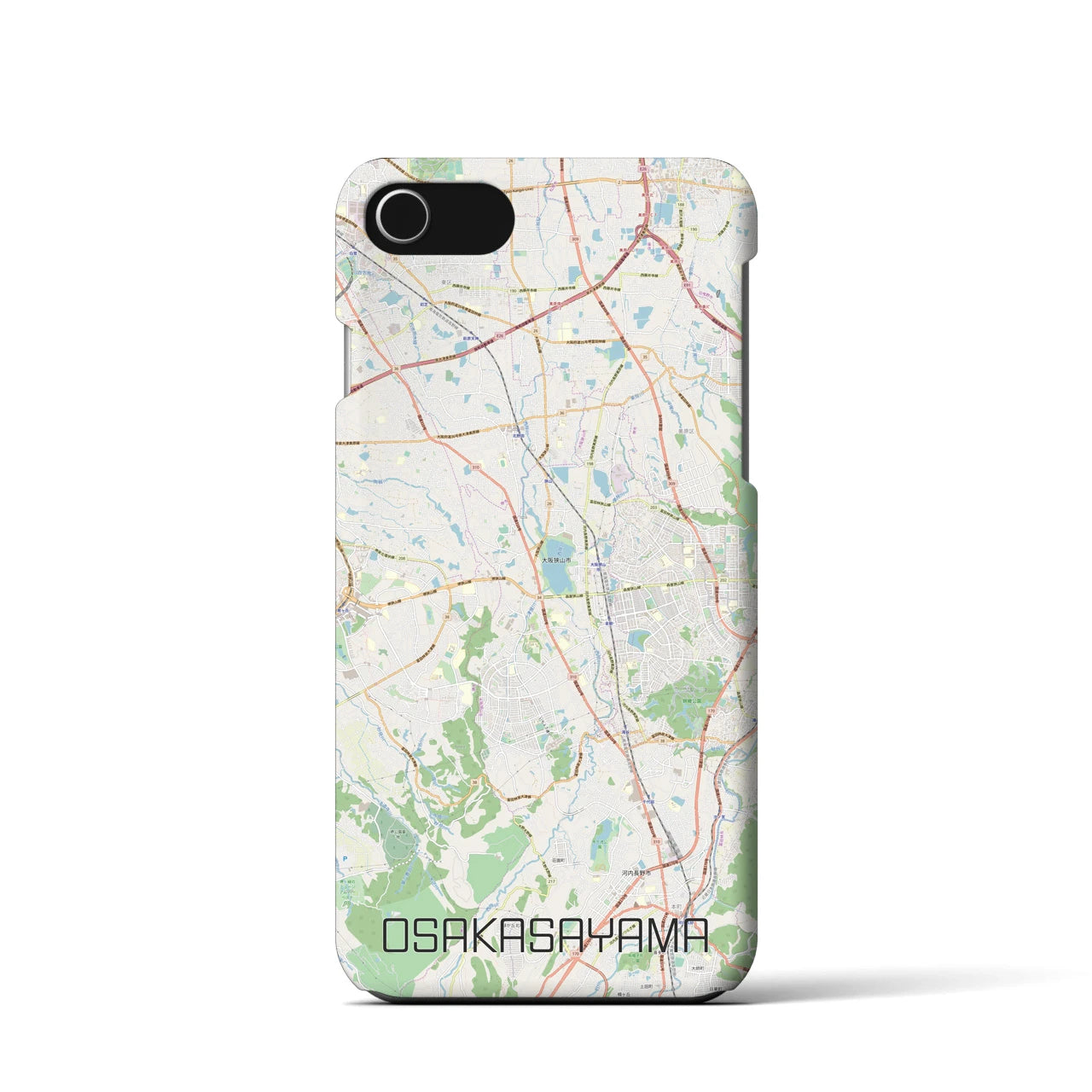 【大阪狭山】地図柄iPhoneケース（バックカバータイプ・ナチュラル）iPhone SE（第3 / 第2世代） / 8 / 7 / 6s / 6 用