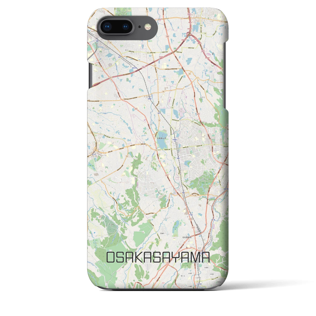 【大阪狭山】地図柄iPhoneケース（バックカバータイプ・ナチュラル）iPhone 8Plus /7Plus / 6sPlus / 6Plus 用
