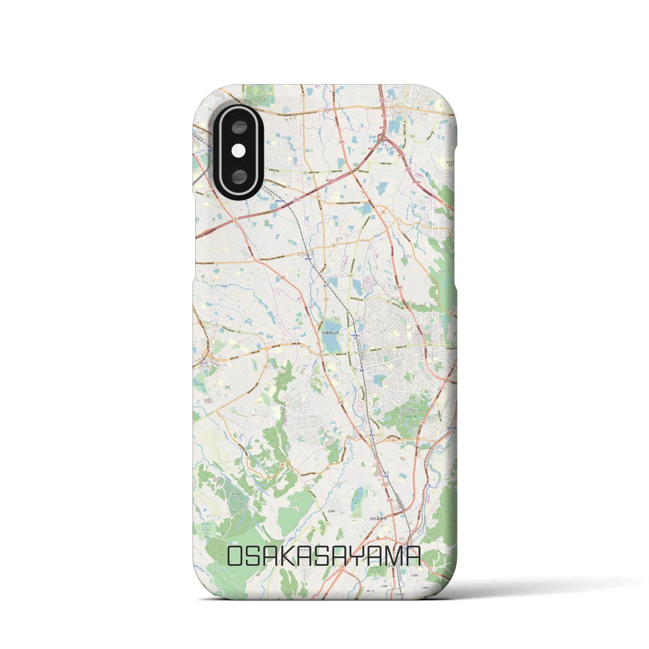 【大阪狭山】地図柄iPhoneケース（バックカバータイプ・ナチュラル）iPhone XS / X 用