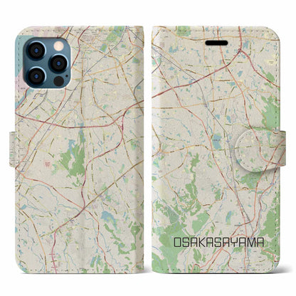 【大阪狭山（大阪府）】地図柄iPhoneケース（手帳タイプ）ナチュラル・iPhone 12 / 12 Pro 用