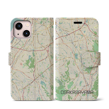 【大阪狭山（大阪府）】地図柄iPhoneケース（手帳タイプ）ナチュラル・iPhone 13 mini 用